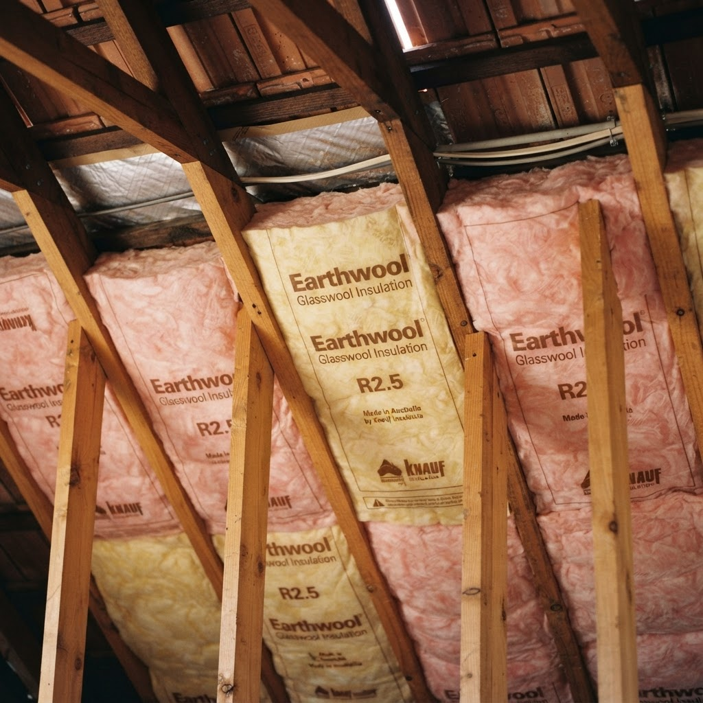 High-quality insulation batts installed in roof joists